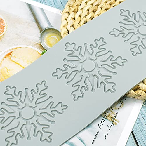 Hollow Snowflake 3D Embossing Chocolate Candy Fondant Cake Silicone Mold for Cupcake Top Sugar Craft Decoration (9.80x3.84x0.12inch) - size: A_9.80x3.84x0.12inch
