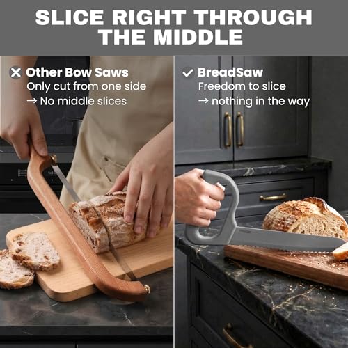 Sourdough Bread Knife, 8" Serrated Blade with Ergonomic Handle, Stainless Steel, Gray - color: Gray