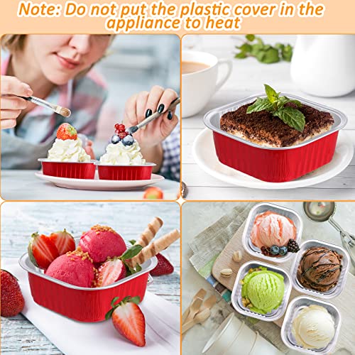 Aoriher 300 Pieces 10 oz Mini Cake Pans with Lids,Red - color: Red