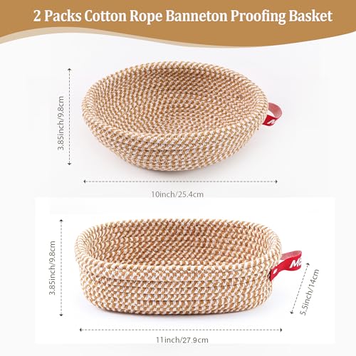 Sourdough Banneton Starter Kit,10" Round&11" Oval Bread Proofing Baskets - color: Cotton Oval & Round Basket Set