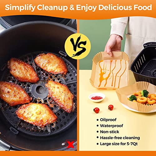Air Fryer Liners Disposable, 100Pcs Parchment Paper 6.5" Square for 3-5QT - size: 6.5"Square