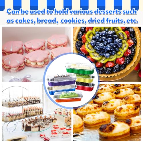 Blushtier 150 Pcs Mini Loaf Pan with Lid & Spoon, Rainbow Color - color: Rainbow Color