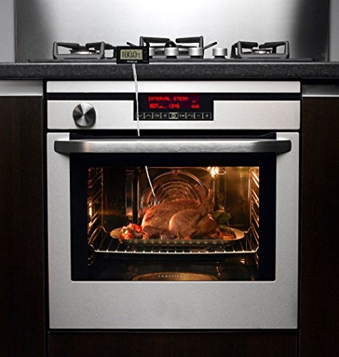 Digital Oven Thermometer Heat Resistant up to 572°F/300°C, LCD - color: Black