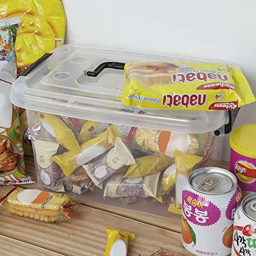 5 L Plastic Storage Bin with Lid, Transparent Organizing Box Set of 6 - color: Black