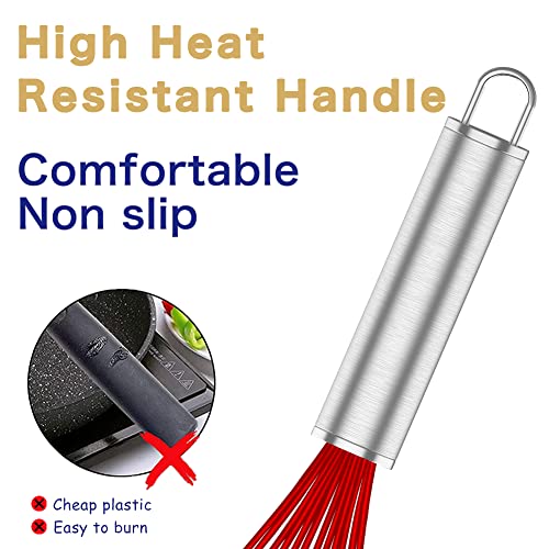OYV Red Silicone Whisk Set of 3, 8/10/12 Inch, for Cooking Non-Scratch - color: Premium(Red Pack)