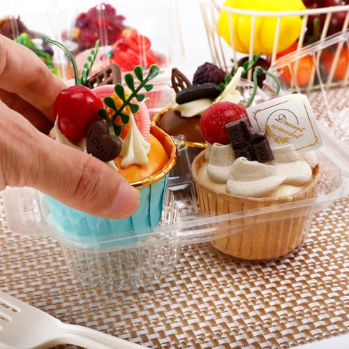 20 Pack Plastic Cupcake Containers, 4 Compartment Cupcake Carrier