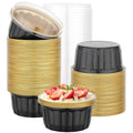 Beasea 11.4oz Disposable Ramekins with Lids, 100 Pack, Black Gold - color: Black/Gold, size: 11.4oz 100pcs