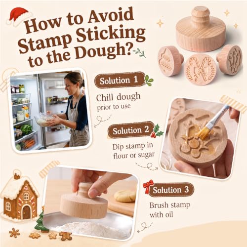 3 Set Christmas Cookie Stamps, 2.5" Springerle Molds for Baking - style: Christmas