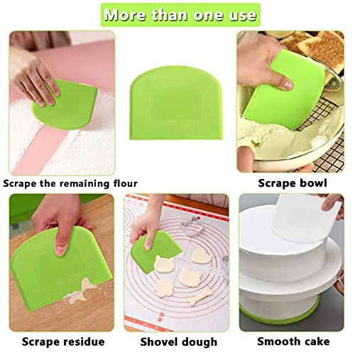 WAFJAMF 2 Pack Plastic Dough Bowl Scraper Food Grade Flexible Bench Cutter