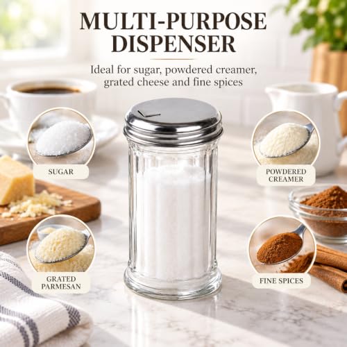 BNYD Glass Sugar Shaker Dispenser Pourer, 5.5 inch