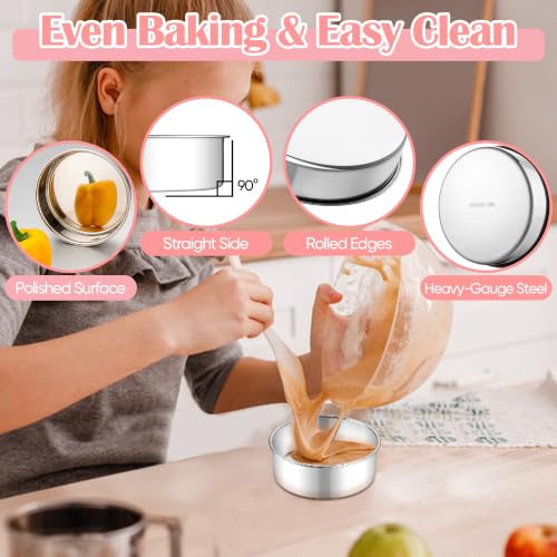 E-far Small Cake Pans Set of 2, 5’’ Stainless Steel Mini Round Baking Pan - size: 5 Inch