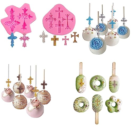 Cross Molds Silicone Fondat Cake Chocolate Mold 2pcs for Baptism Party Supplies - style: Cross Mold