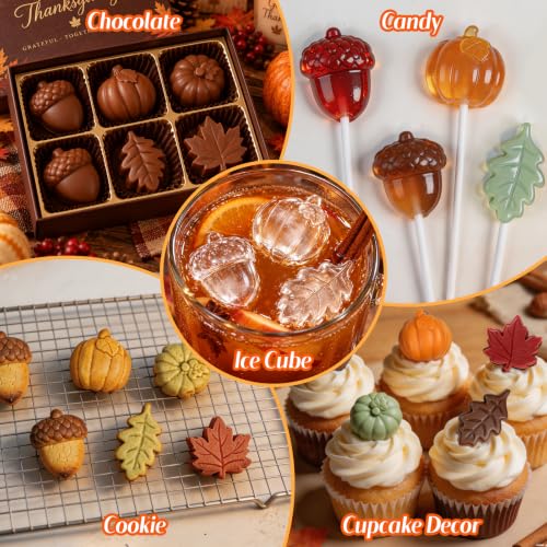 Fall Silicone Molds for Chocolate, 2Pcs 12-Cavities Autumn Molds - color: Brown+Yellow