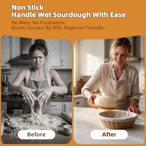 Sapid Flexible Curved Edge Silicone Bowl Scraper Dough Scraper Baking Bread - color: Orange