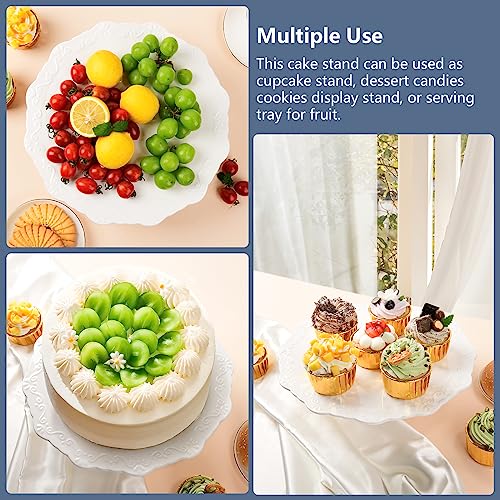 10 Inch White Ceramic Cake Stand (Holds 10 Inch Cake), Decorative Cupcake Stand, Dessert Display Plates for Snacks and Cookies, Baby Shower, Birthday, Wedding Party Decor