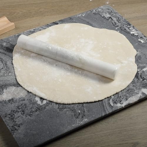 Koville African Natural Marble French Rolling Pin, 16inch Non-Stick Rolling Pin for Baking, Dough Roller for Pasta, Dumpling, Fondant, Pie, Bread, Pizza, Kitchen Baking Tools(Namib Fantasy) - color: Columnar White Marble 12 Inch