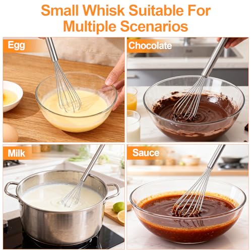2‑Pcs 11‑Inch Mini Whisk, Small Whisk with Long‑Handle
