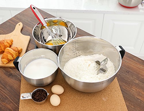 Rorence Stainless Steel Mixing Bowls Set with Lids,1.5,3 & 5 Qt,Black - color: Black