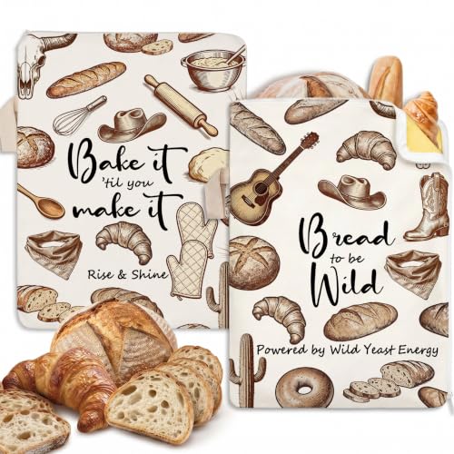 Western Cowgirl Baking Gifts Beeswax Bread Bags 2 Pack XL 13x17in - color: Western