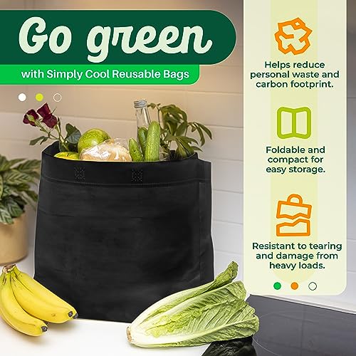 Simply Cool 50 Pack Reusable Grocery Bags, Large Tote Bags Bulk, Black - color: Black, size: 50 Pack - Large Bags