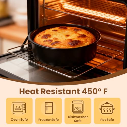 8 Inch Round Cake Pan Set of 3 - Nonstick Carbon Steel Cake Baking Pans with 100 PCS Parchment Paper, Dishwasher Safe, Durable for Layer Cakes, Birthday & Christmas Baking - size: 8 Inch -B