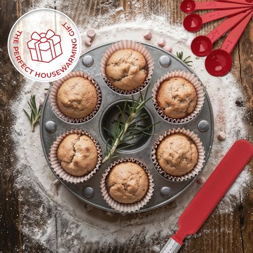 Silicone Spatula Set, 17 Piece Baking Utensils, Nylon and Stainless Steel, Non Stick and Heat Resistant Bakeware set New Baker's Gadget Tools Collection - color: Red