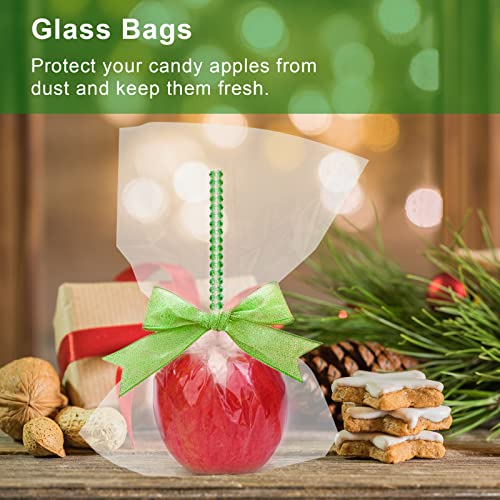 24P Candy Apple Stick Kit,Apple Rhinestone Bling Stick Wood Skewer - color: Green