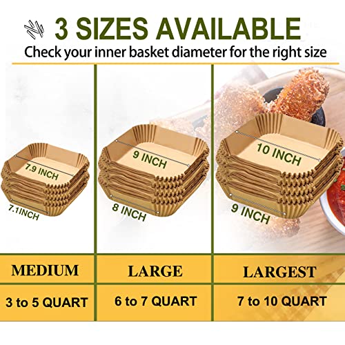 10 Inch Largest Square Air Fryer Liners Disposable for 8-10QT Air Fryer - size: 10''Square