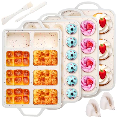 7 Pcs Silicone Baking Set, Nonstick Bakeware Mold with Spatula Oven Mitts