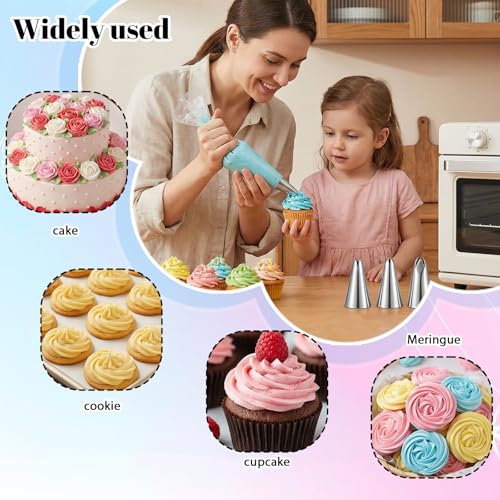 cobee Large Piping Tips Set 4 PCS, Stainless Steel Cake Decorating Tips