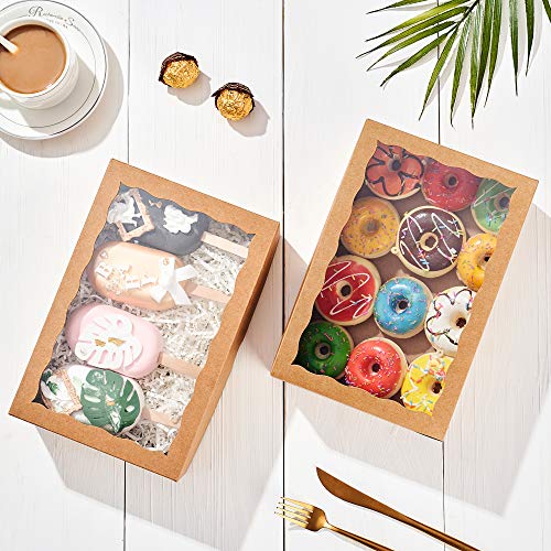 24PCS 10 x 7 x 2.5 inches Brown Strawberries Boxes with Display Window, Sweet Treat Boxes for Cookies, Donuts, Macarons, Muffins& Hot Coca Bombs, Perfect for Any Celebration - color: Brown