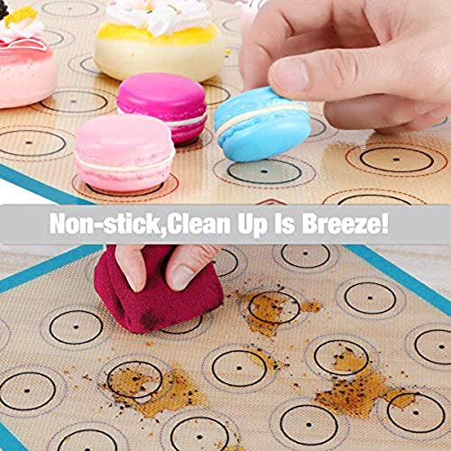 Macaron Silicone Baking Mat - 2 Non Stick Silicon Macaroon Baking Sheet - color: Blue