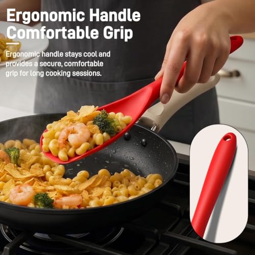 3 PACK Silicone Cooking Spatula & Spoon for Nonstick Cookware, BPA-Free - color: Black, Red, Blue