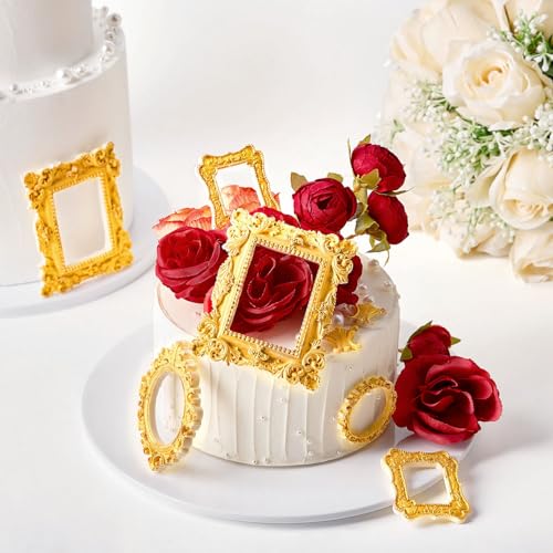 JOERSH Baroque Frame Silicone Fondant Mold, 4Pcs - style: Frames & Corners