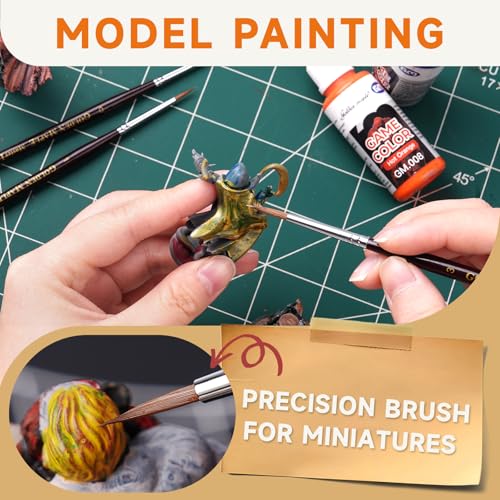 Golden Maple Kolinsky Sable Miniature Paint Brushes - Size 0, 1, 3 - size: 0 1 3 Round Point