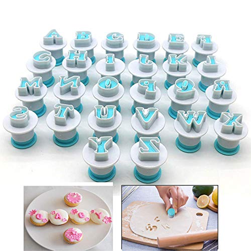 Hoypeyfiy 26PCS/Set Cookie Stamp Impress Cookie Cutters Alphabet Letter and Number Cake Biscuit Mold Shape DIY Cookie Biscuit Alphabet Cake Tool Embosser Cutter (Upper Case Shape) - size: Style 4