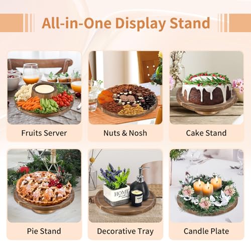 NUPTIO Wooden Cake Stand, Acacia Wood Small Cupcake Holder, 7.6 Inch - size: 7.6" Diameter