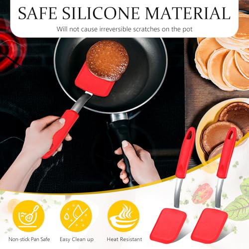 2Pcs Mini Silicone Cookie Brownie Spatula, Solid Flat, Red - color: Red, style: Solid Flat