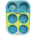casaWare Toaster Oven 6 Cup Muffin Pan NonStick Ceramic Coated (Blue Granite) - color: Blue Granite