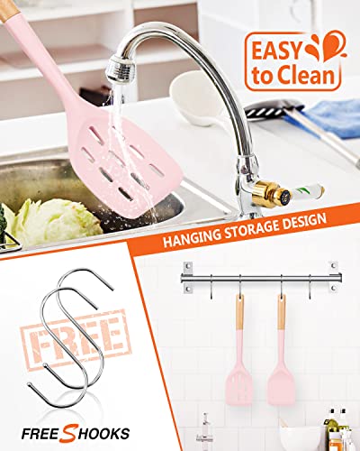 Badiano Silicone Spatula, Non Stick Turner for Cooking, Food Grade, Pink - color: Pink