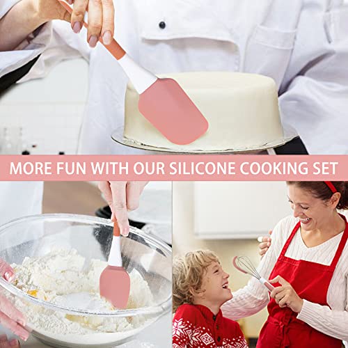 Silicone Spatula Set, 5 Pcs Heat Resistant, Soft & Strong, Nonstick Cookware, Dishwasher Safe (Pink) - color: Pink