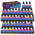 Airbrush Paint, ARTME 42 Colors with 3 Thinner, Ready to Spray, Opaque & Water Based Acrylic Airbrush Paint Set Including Metallic & Neon Colors, Premium Air brush Paints for Metal, Models, Plastic, Canvas, and Wood