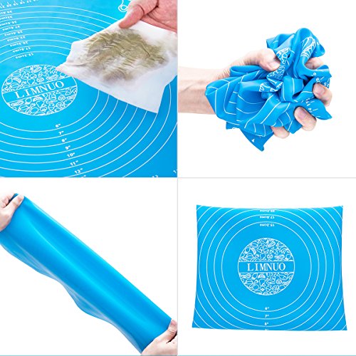 LIMNUO Silicone Baking Mat, Extra Thick Large Non Stick Pastry Mat Sheet for Dough Pie Crust Rolling Mats (Blue, XL-18''(W)*25''(L)) - color: Blue, size: XL-18''(W)*25''(L)