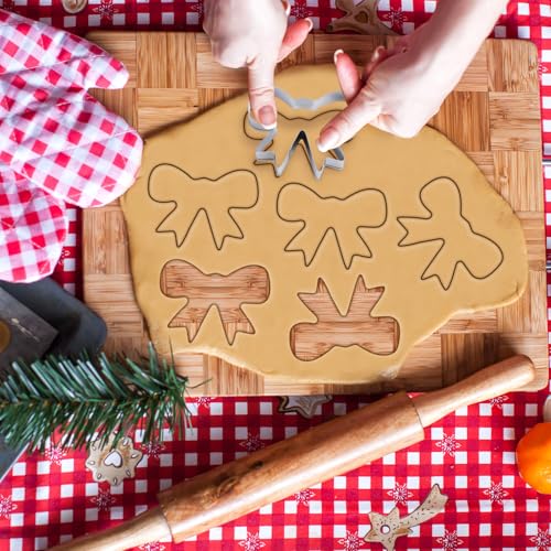 2pcs Bow Cookie Cutter, Mini Stainless Steel Cute Bow Shaped Cookie Cutter Small Metal Bowknot Ribbon Biscuit Mold Shaper for Baking Cracker Making Supplies