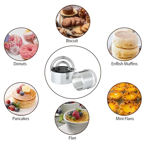 Biscuit Cutter Set, 5 Pack Round Cookie Cutters with Handle for Baking