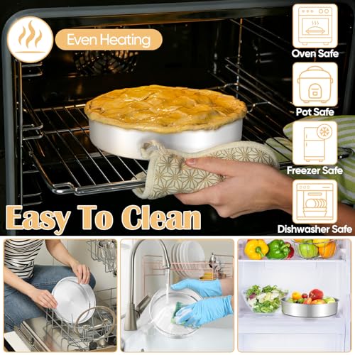 TeamFar 9 Inch Cake Pan Set of 2, Stainless Steel Round Cake Baking Pan - size: 9 Inch