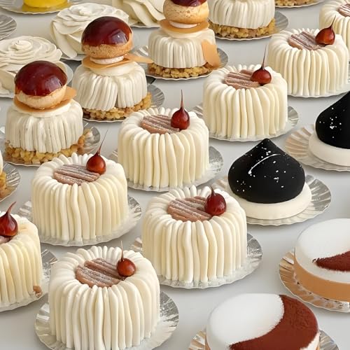 6-Cavity Silicone Mousse Cake Mold, Fluted Round Design, 29.5x17.2cm - color: White-QY193