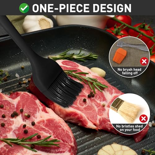Begonia Silicone BBQ Sauce Brush, Black, 2pcs 10+8 inch Food Brush - color: Black