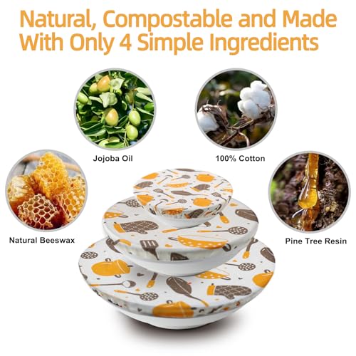 4PCS Reusable Beeswax Bowl Covers for Bread Proofing, Elastic Product - color: 4PCS-Kitchen Tools