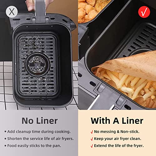 Air Fryer Disposable Paper Liners for Ninja Dual Airfryer Accessories, Non-Stick Parchment Rectangular for Baking, Oil Proof, Water Proof, for Microwave Oven (100PCS, 8.6in x 5.5in) (Pack of 2) - size: Rectangle-8.6 x 5.5''-100PCS (Pack of 2)